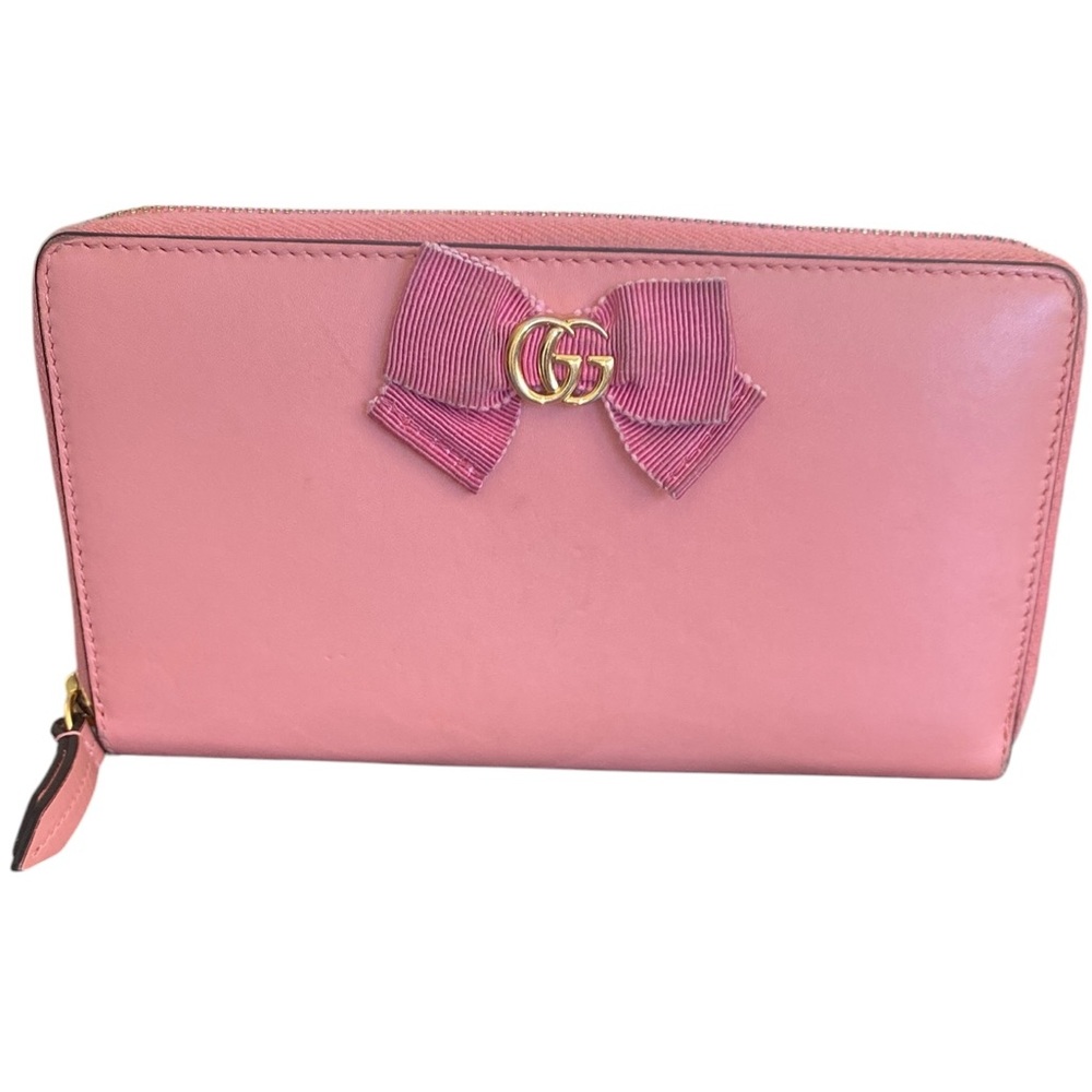 GUCCI EUC GG Marmont Ribbon Lambskin Leather
Wallet- Japan Exclusive Pink